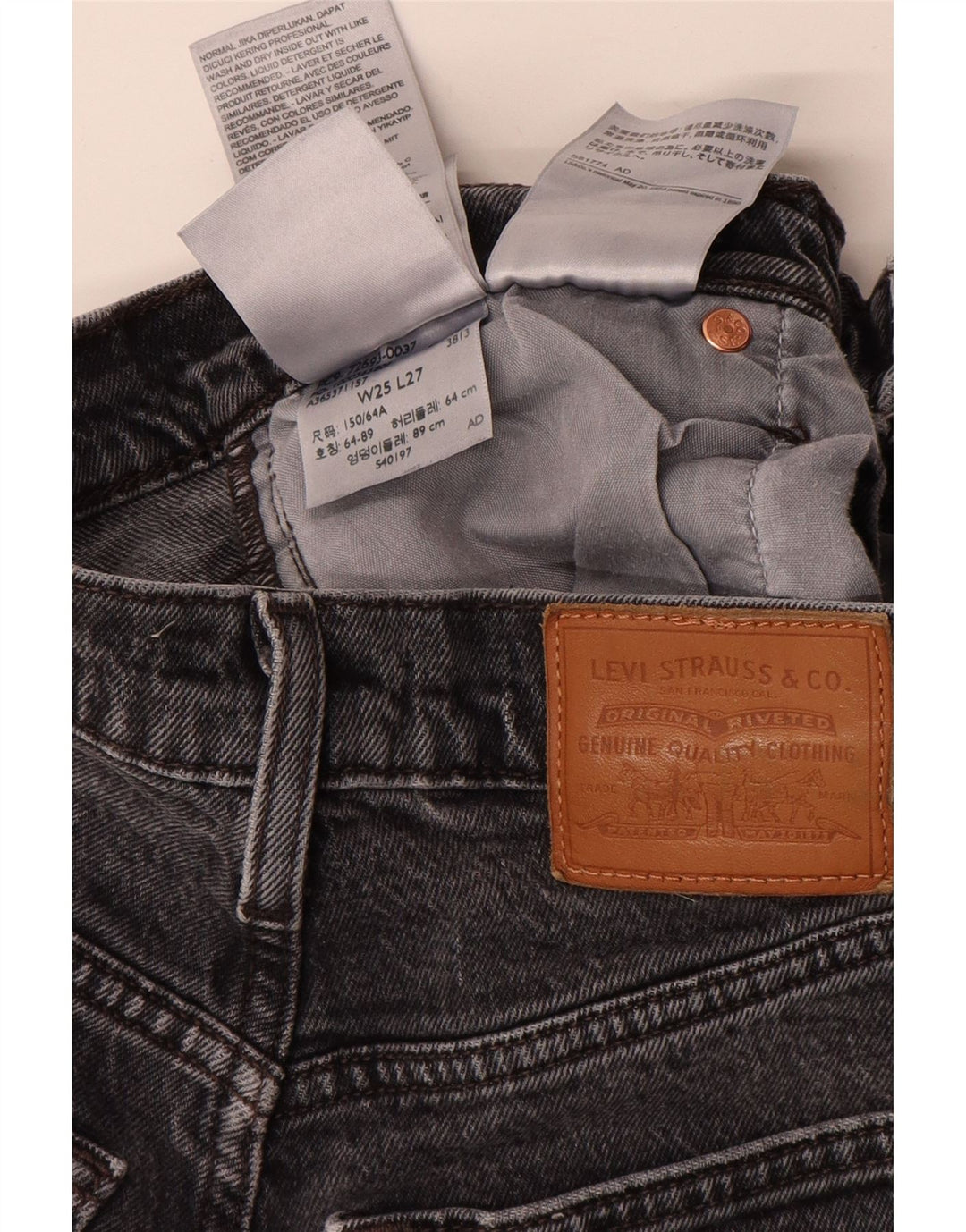 Levi's Damen Ribcage Straight Jeans W25 L27 Graue Baumwolle