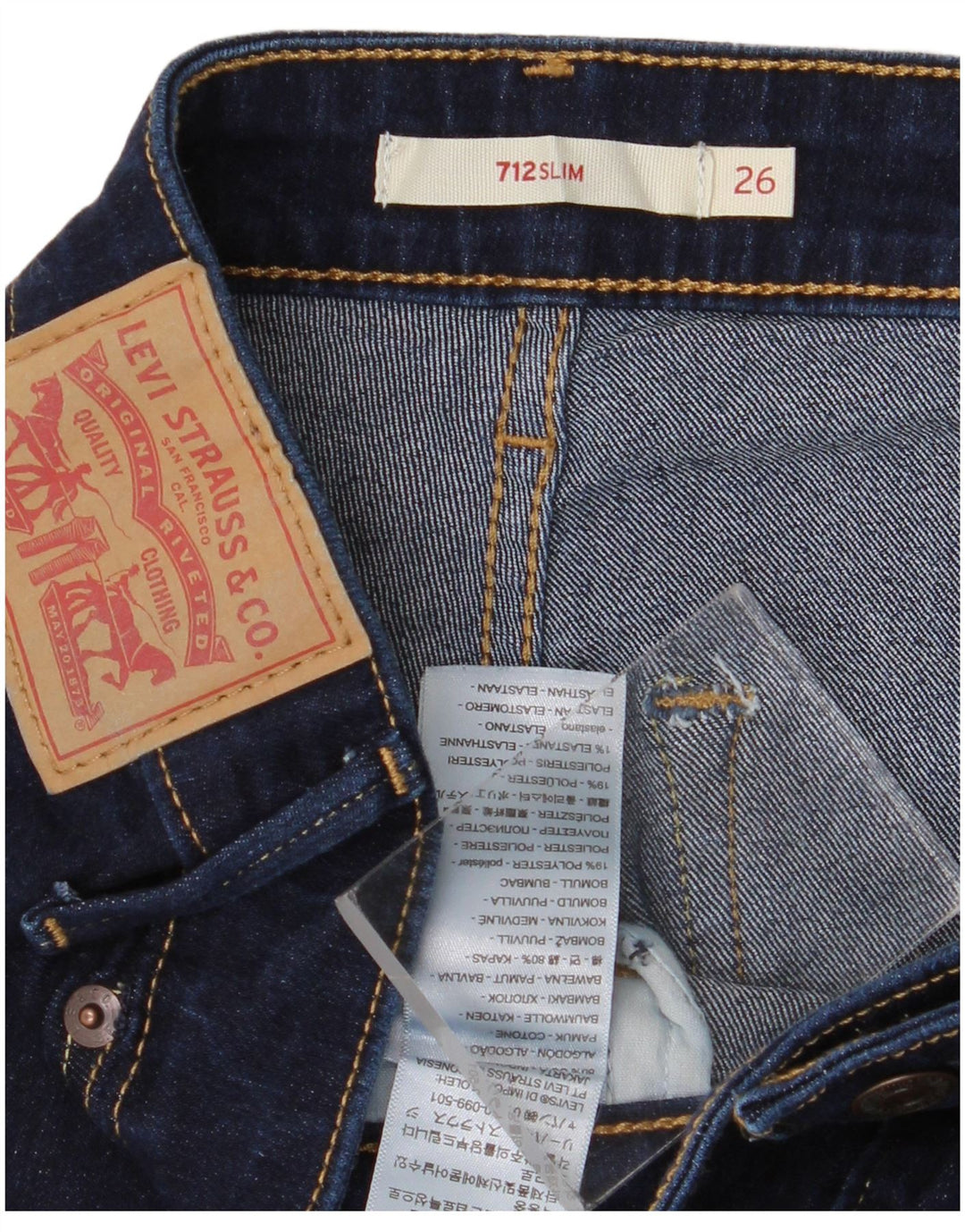 Levi's Damen 712 Slim Jeans W26 L28 Marineblaue Baumwolle