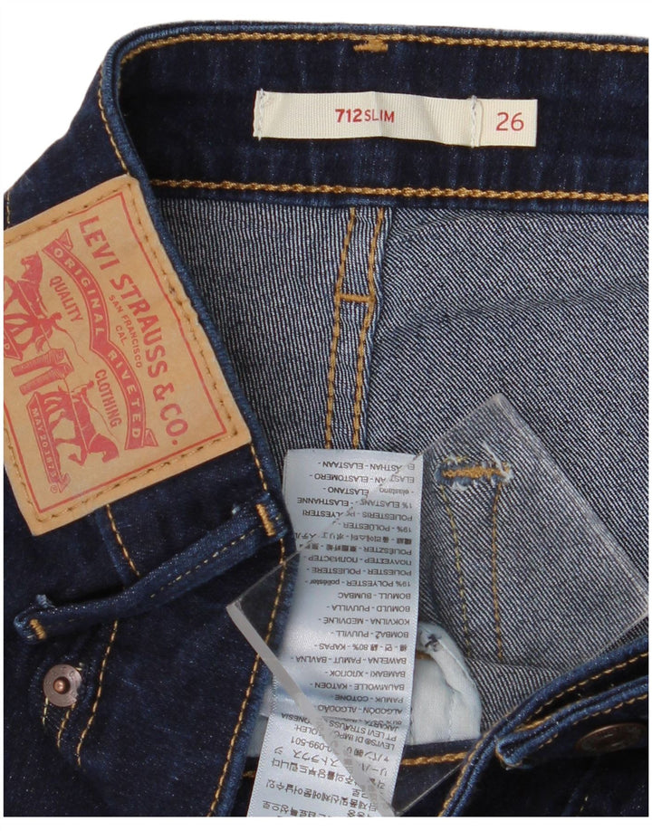 Levi's Damen 712 Slim Jeans W26 L28 Marineblaue Baumwolle