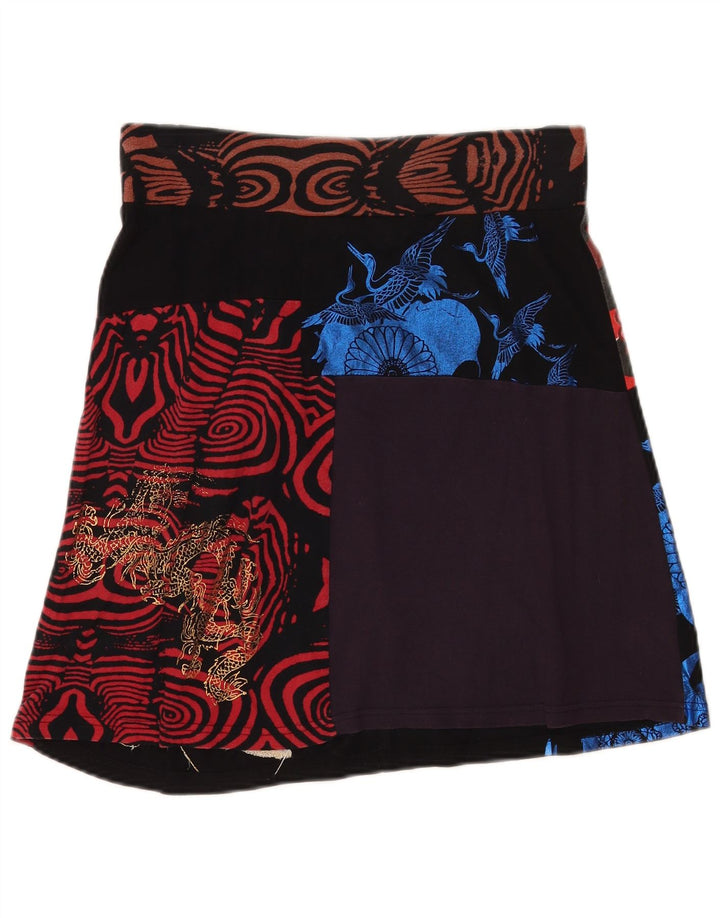 Desigual Damen Graphic A-Line Rock Medium W30 Schwarz Patchwork