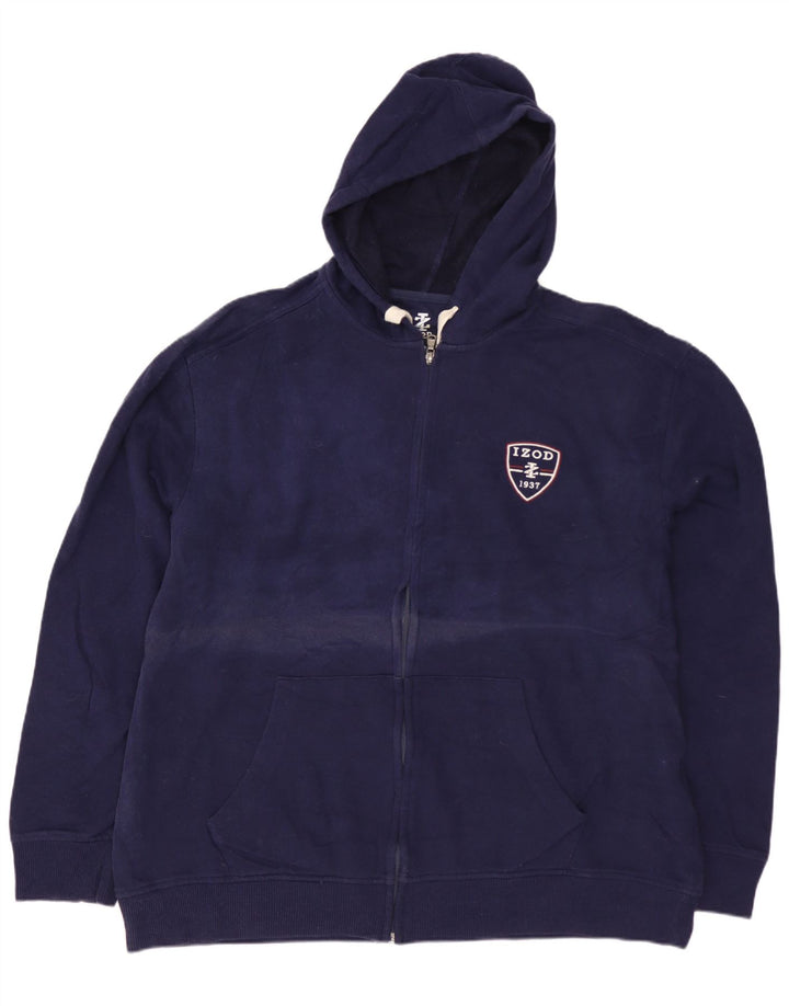 IZOD Herren-Kapuzenpullover mit Reißverschluss, groß, marineblaue Baumwolle