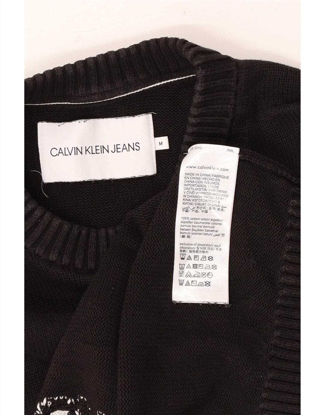 Calvin Klein Jeans Herren-Pullover mit Rundhalsausschnitt, mittelschwarz, klassisch