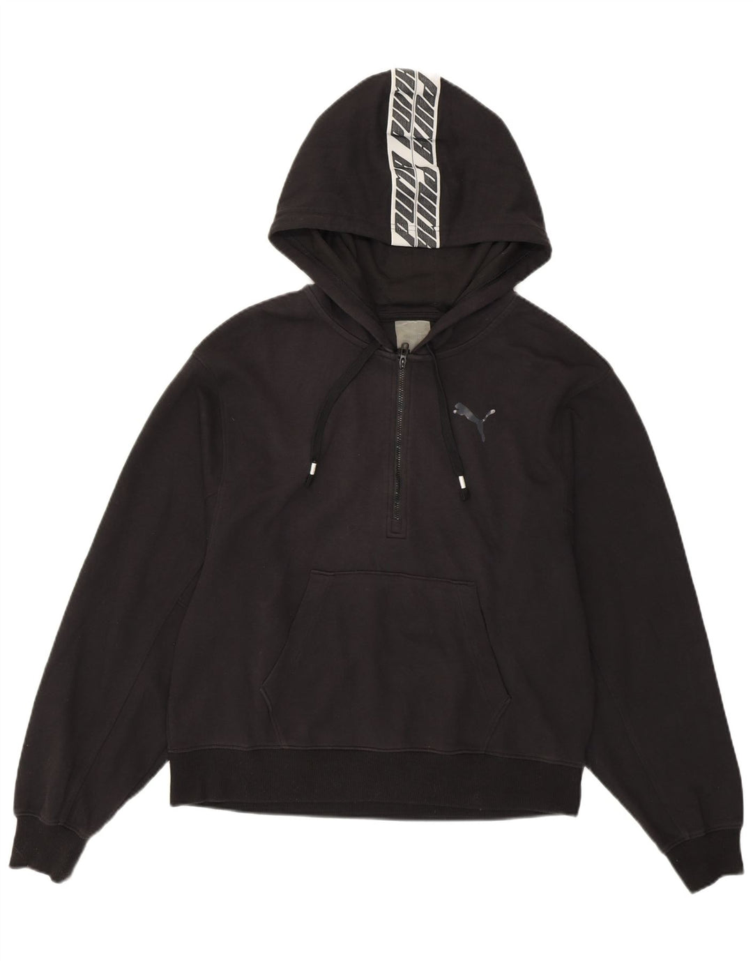 PUMA Damen Graphic Hoodie Pullover UK 16 Large Schwarz Baumwolle