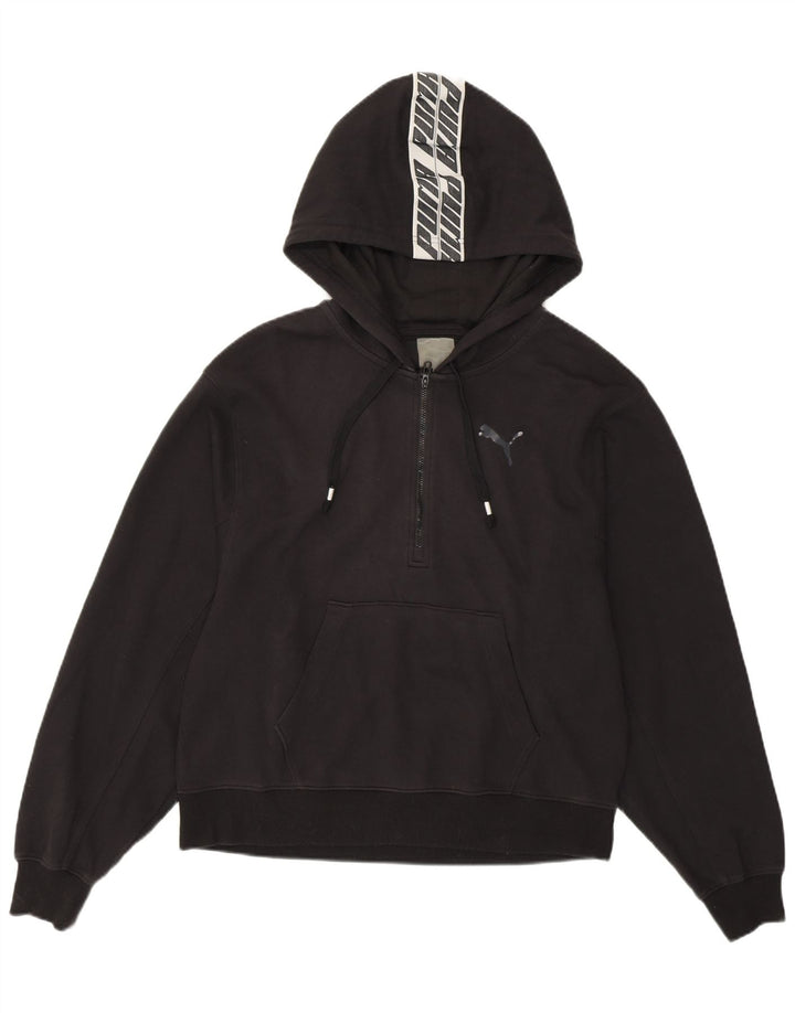 PUMA Damen Graphic Hoodie Pullover UK 16 Large Schwarz Baumwolle