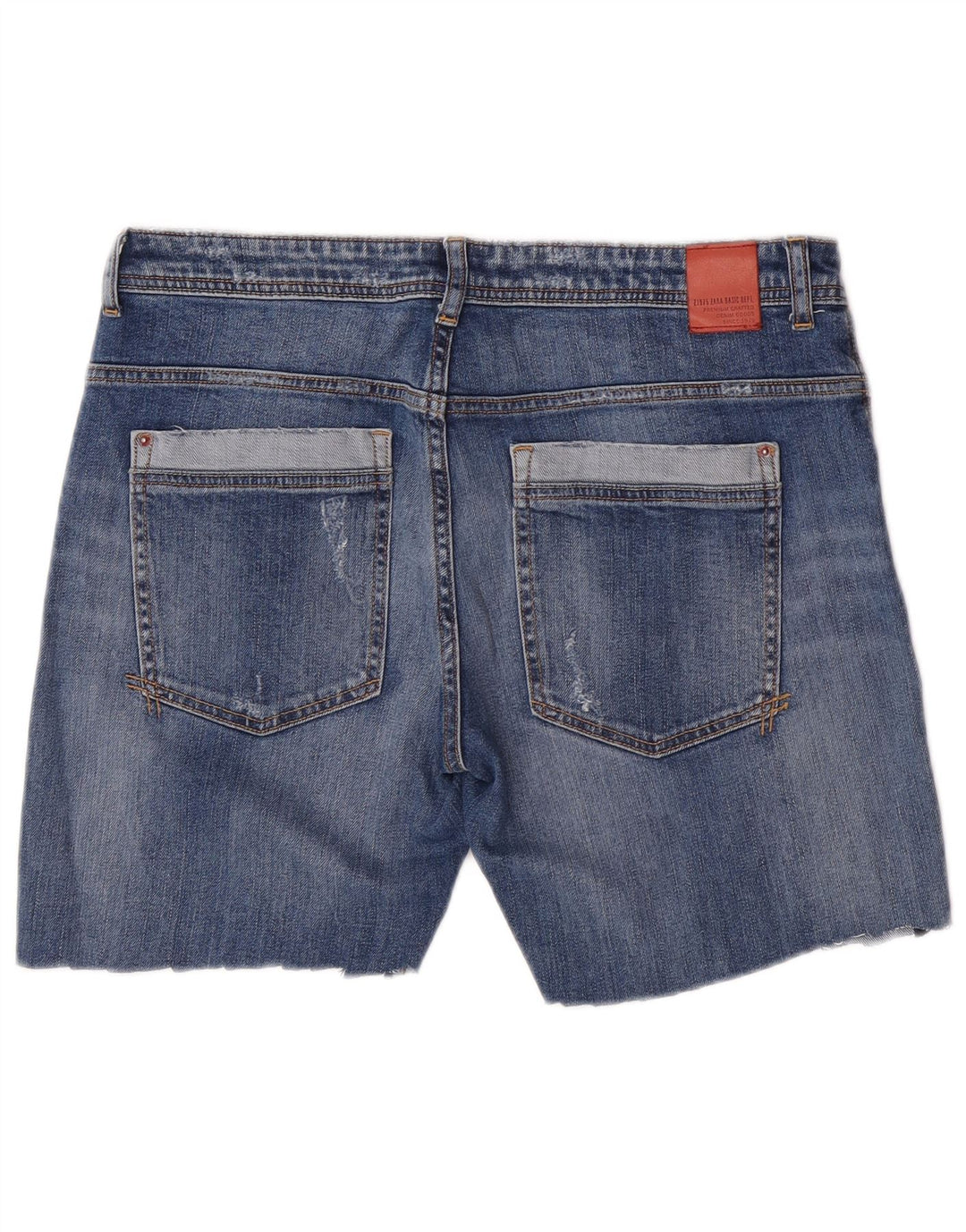 Zara Damen Jeansshorts EU 40 Medium W30 Blau geblümt