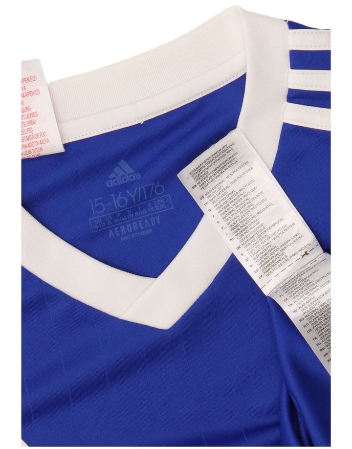 Adidas Jungen Aeroready T-Shirt Top 15-16 Jahre Blaues Polyester