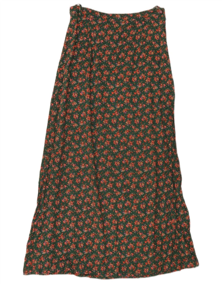 Vintage Damen Maxirock W26 Klein grün geblümt