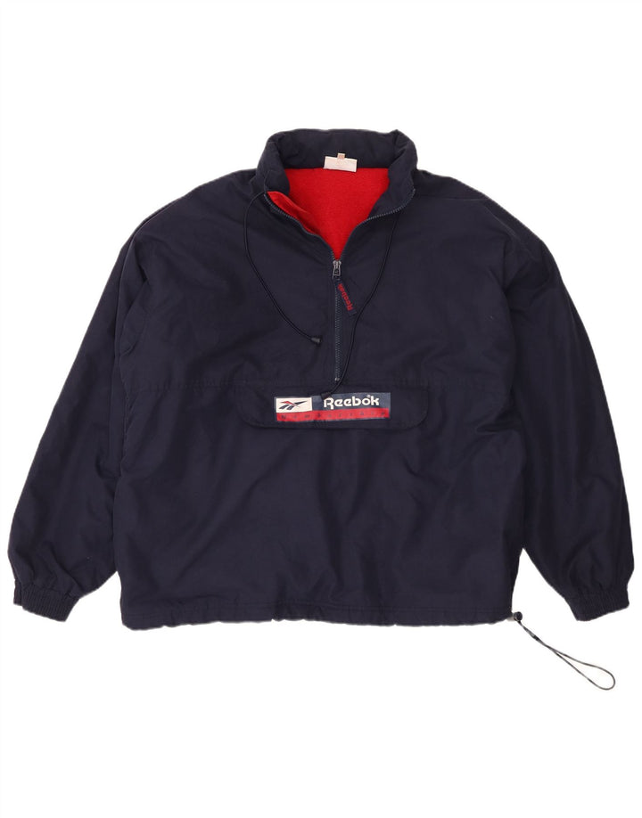 Reebok Herren Übergroße Kapuzen-Grafik-Anorakjacke UK 36 Small Marineblau