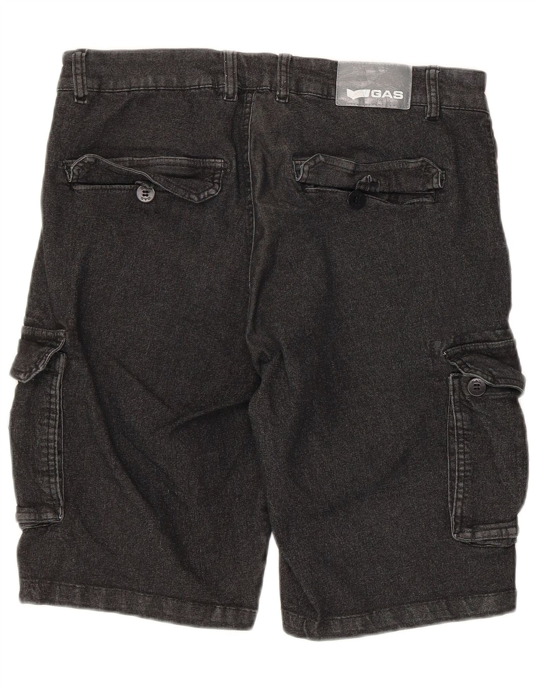 Gas Herren-Jeans-Cargoshorts mit normaler Passform, mittlere Größe, W32, schwarze Baumwolle