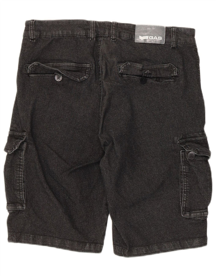 Gas Herren-Jeans-Cargoshorts mit normaler Passform, mittlere Größe, W32, schwarze Baumwolle