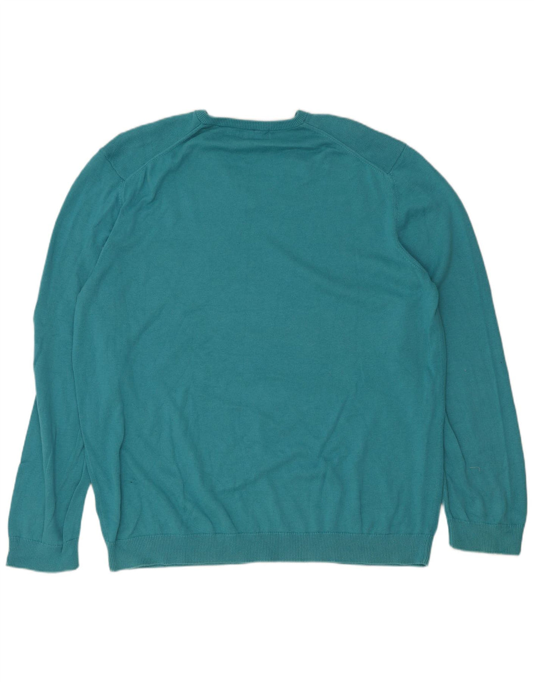 Marks & Spencer Herren-Pullover mit V-Ausschnitt, 2XL, türkisfarbene Baumwolle