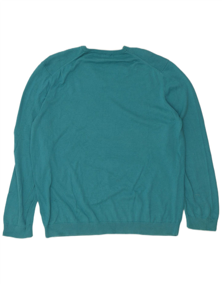 Marks & Spencer Herren-Pullover mit V-Ausschnitt, 2XL, türkisfarbene Baumwolle
