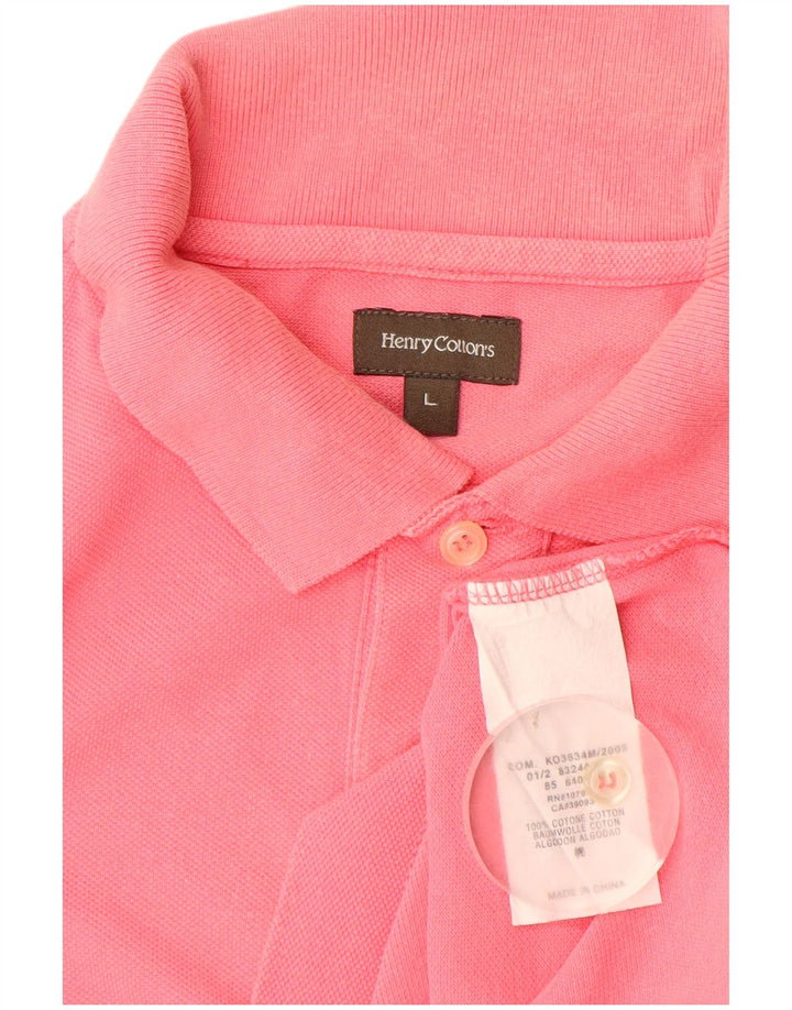 Henry Cottons Herren-Poloshirt, groß, rosa Baumwolle
