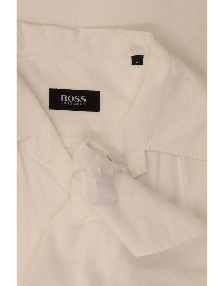 Hugo Boss Herrenhemd, groß, aus weißer Baumwolle