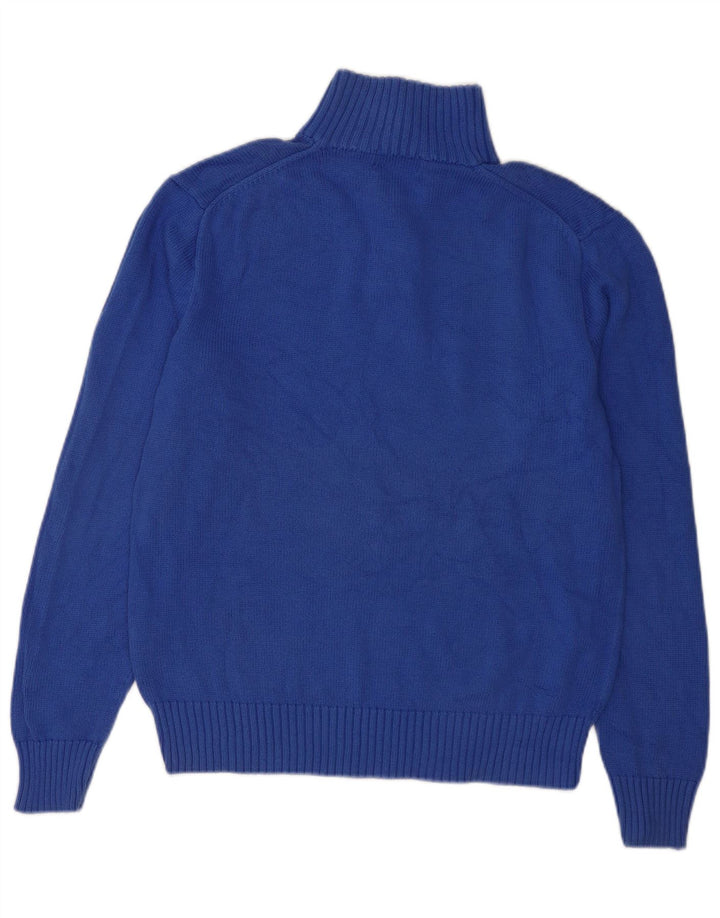 POLO RALPH LAUREN Herren-Pullover mit Knopfkragen, mittelblaue Baumwolle