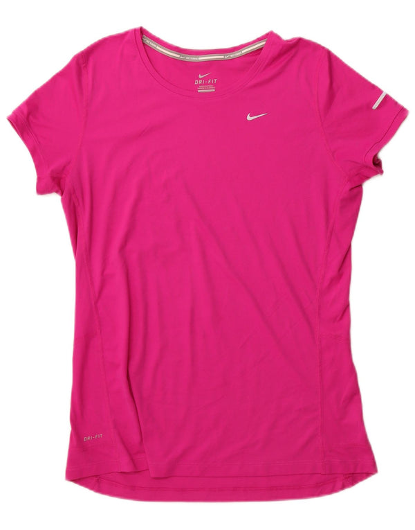 Nike Damen Dri Fit T-Shirt Top UK 14 Large Pink
