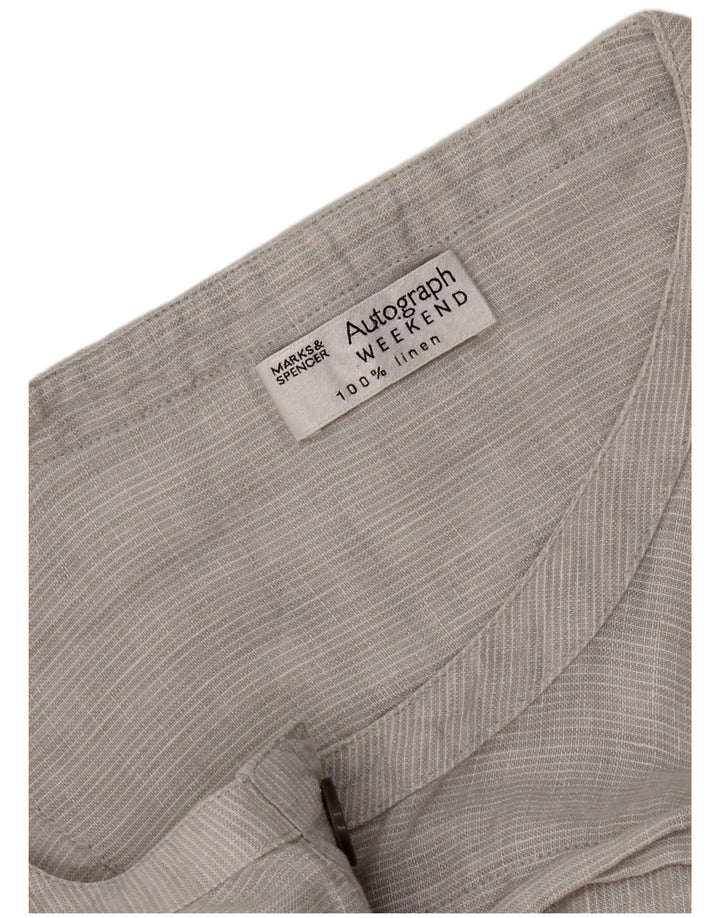 Marks & Spencer Damen-Etuikleid mit 3/4-Ärmeln, Gr. 14, Größe L, Grau, Leinen