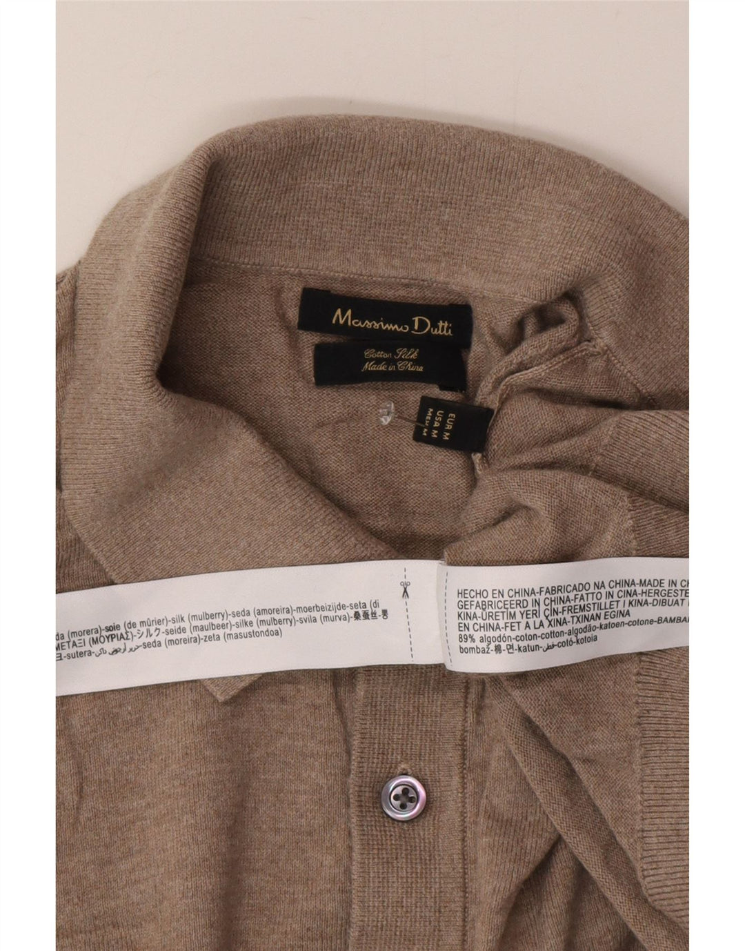 Massimo Dutti Herren-Pullover mit Rollkragen, mittelbeige Baumwolle