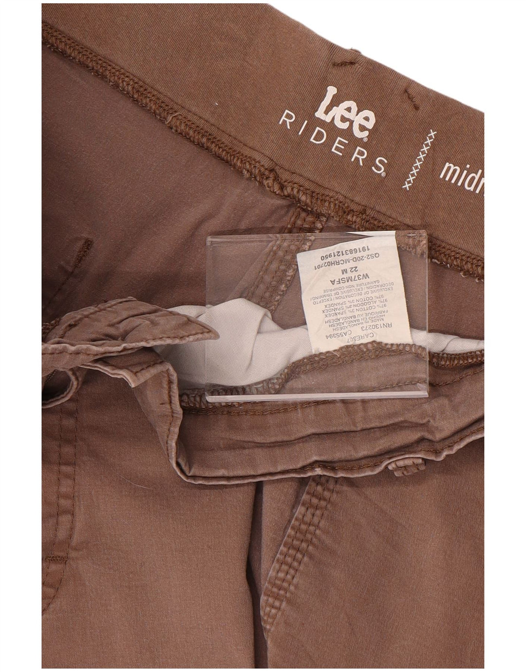 LEE Damen Riders Mid Rise Chino Shorts US 22 3XL W44 Braune Baumwolle