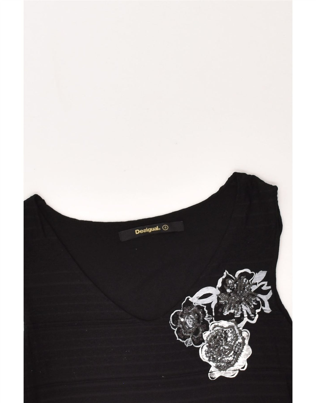 DESIGUAL Womens Sleeveless A-Line Dress UK 8  Small Black Floral | Vintage Desigual | Thrift | Second-Hand Desigual | Used Clothing | Messina Hembry 