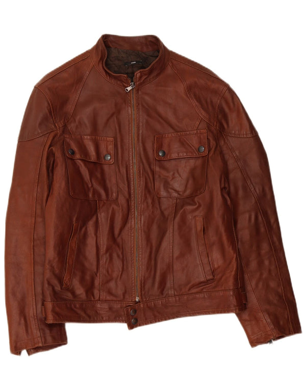 Sasch Damen Leder Racer Jacke UK 12 Mittelbraun