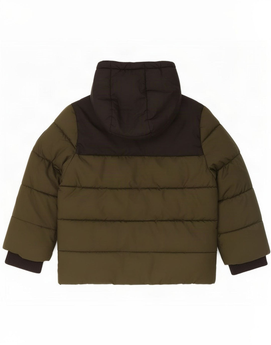 Michael Kors wattierte Jungenjacke mit Kapuze, 2–3 Jahre, Khaki, Farbblock