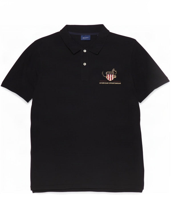 Gant Herren-Poloshirt mit Grafik, groß, aus schwarzer Baumwolle