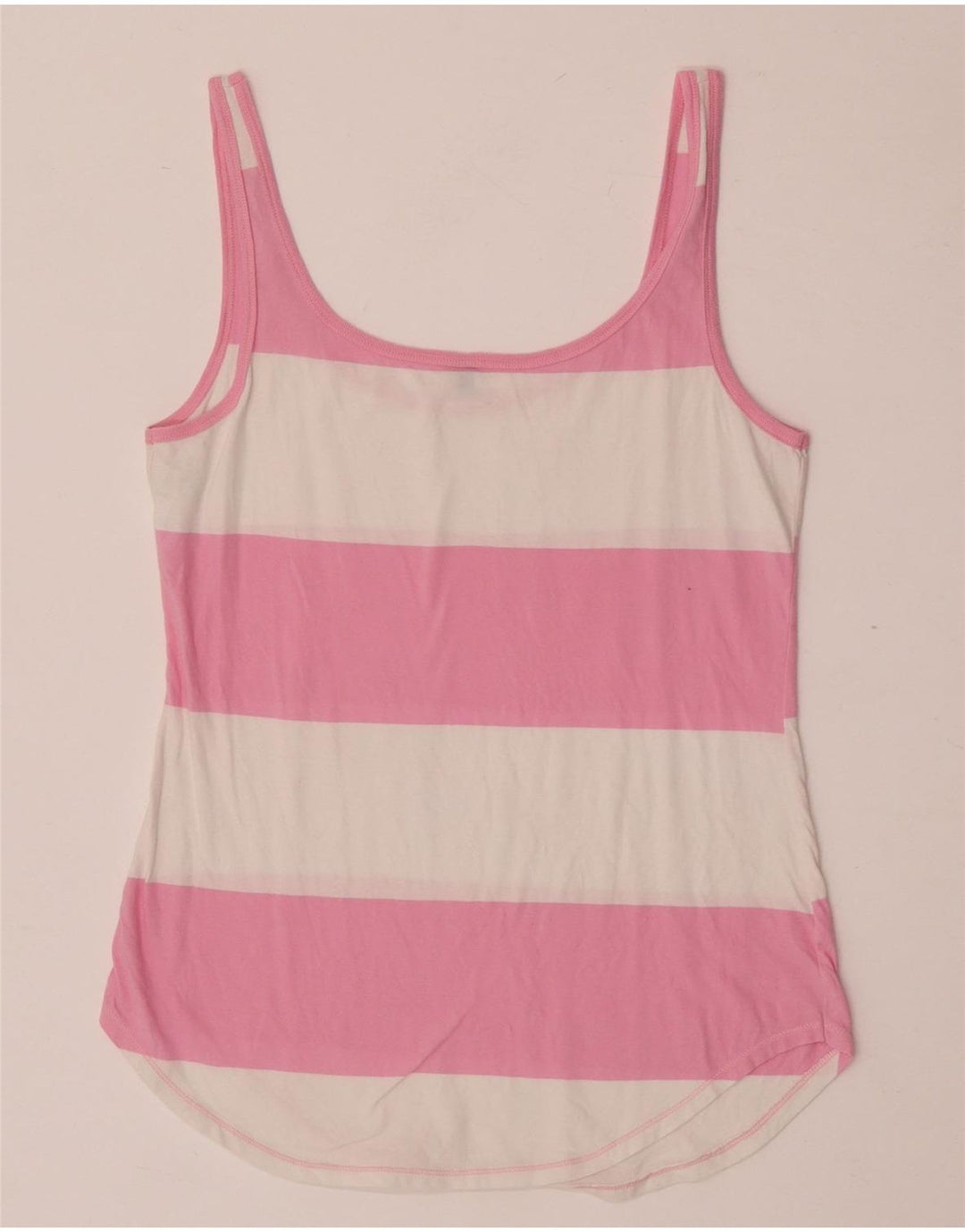 Benetton Damen-Trägershirt UK 12 Mittelrosa gestreift aus Baumwolle