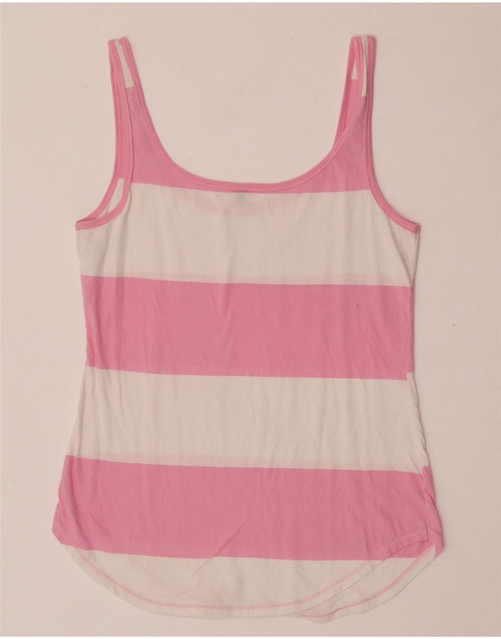 Benetton Damen-Trägershirt UK 12 Mittelrosa gestreift aus Baumwolle