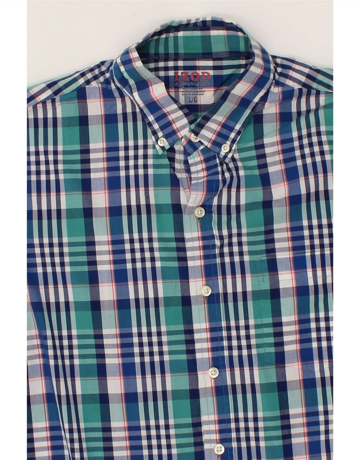 IZOD Mens Short Sleeve Shirt Large Green Check Cotton Vintage Izod and Second-Hand Izod from Messina Hembry 
