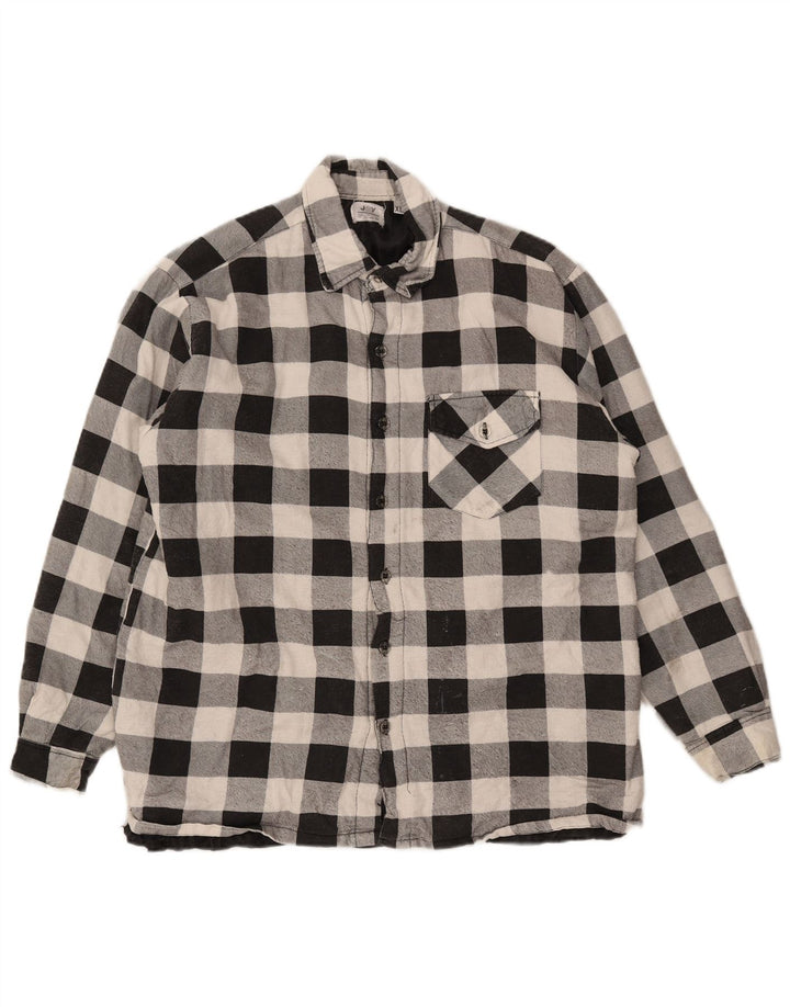 JOY Herren-Lumberjack-Flanellhemd XL aus schwarzer Gingham-Baumwolle