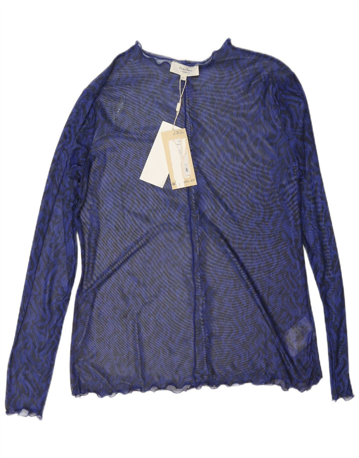 Part Two Damen-Langarm-Top mit durchsichtigem Muster, UK 18, XL, blau, Chevron-Polyester