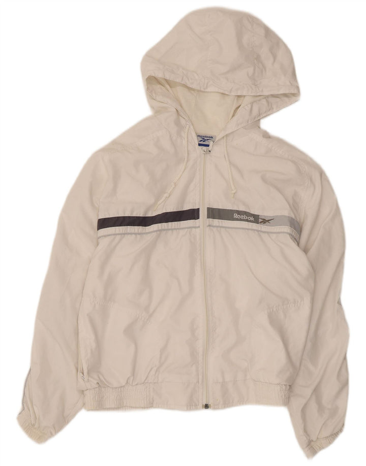 Reebok Damen-Trainingsanzug mit Kapuze, Top-Jacke, UK 12, mittelweiß, Farbblock