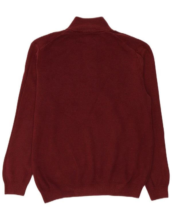 Superdry Herren-Pullover mit Reißverschluss am Kragen, Größe L, Burgunderrot, Baumwolle