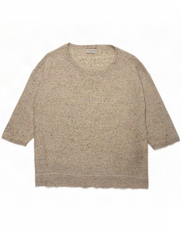 Marks & Spencer Damen Indigo-Pullover mit U-Boot-Ausschnitt UK 16 Large Beige