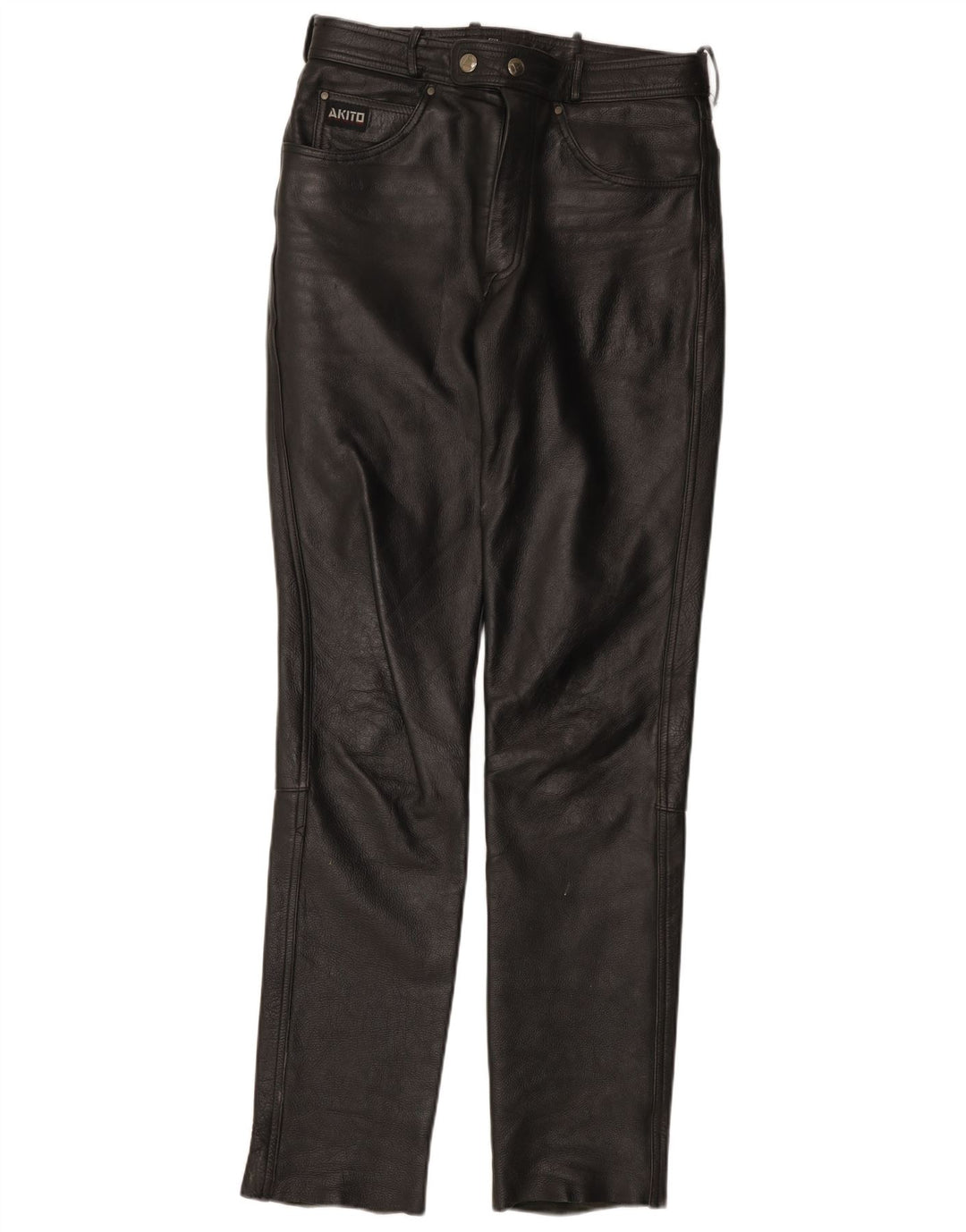 Akito Herren Slim Lederhose W32 L34 Schwarzes Leder