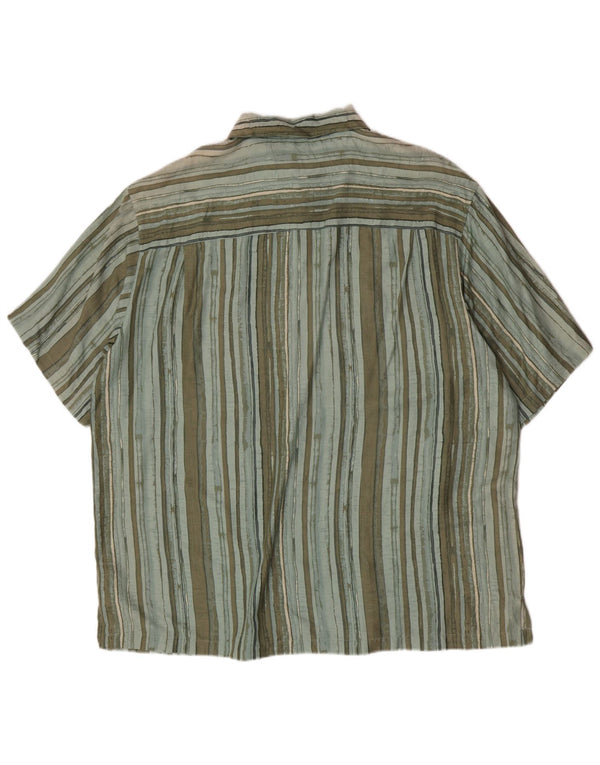 Caribbean Joe Herren-Kurzarmhemd XL, grün gestreift, Seide