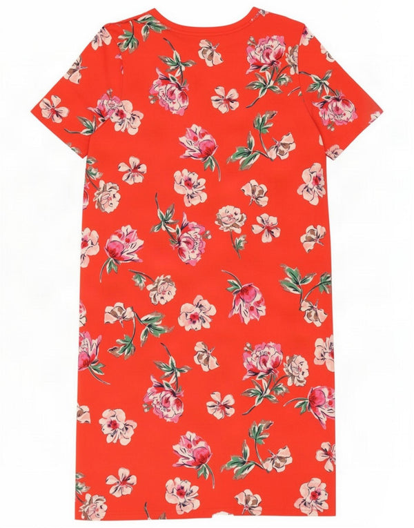 Joules Damen T-Shirt-Kleid UK 14 Large Red Floral Cotton