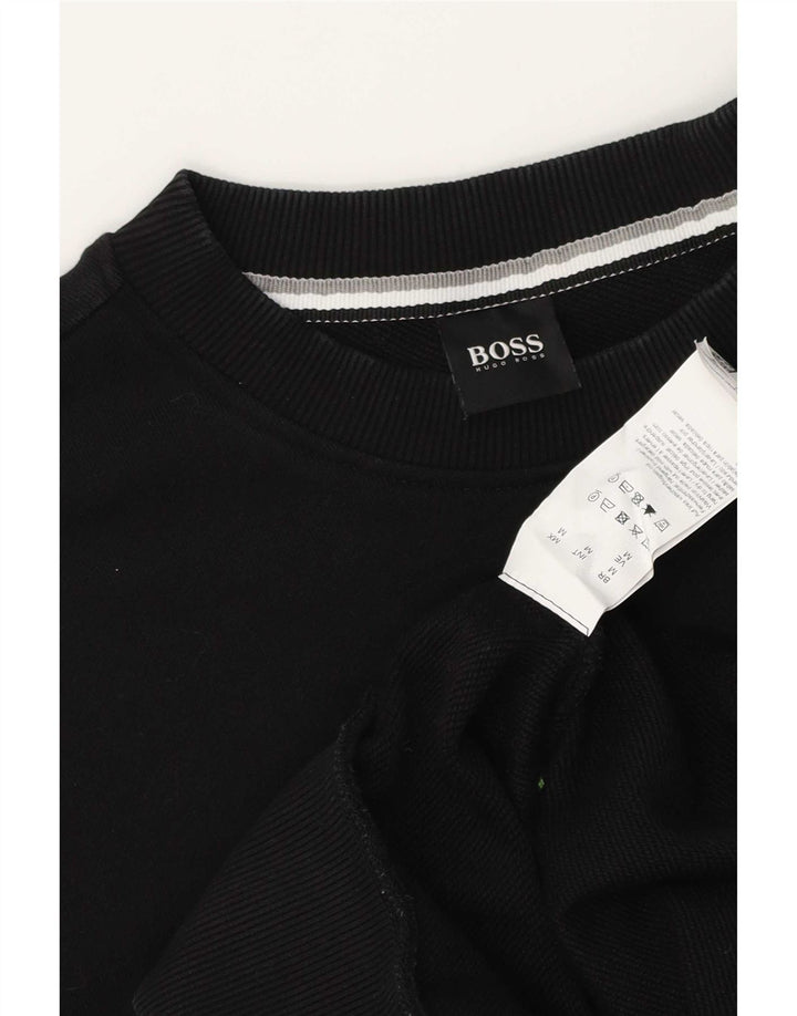 Hugo Boss Herren-Sweatshirt mit Grafik, mittelschwarze Baumwolle