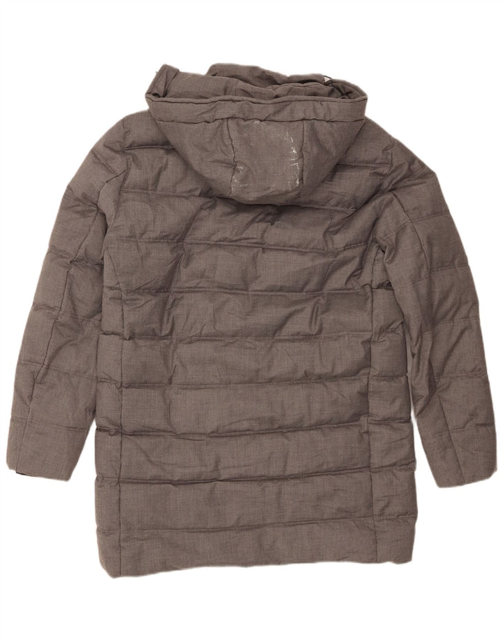 Zara Herren-Mantel mit Kapuze, gepolstert, Größe 36, Größe S, grau, Polyester