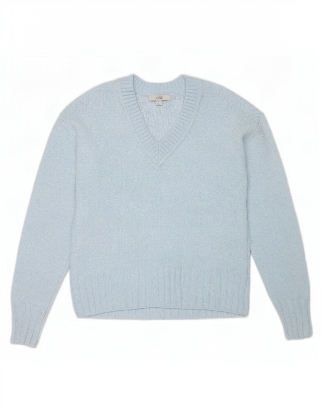 Marks & Spencer Damen-Pullover, übergroß, V-Ausschnitt, Gr. 6, XS, Blau