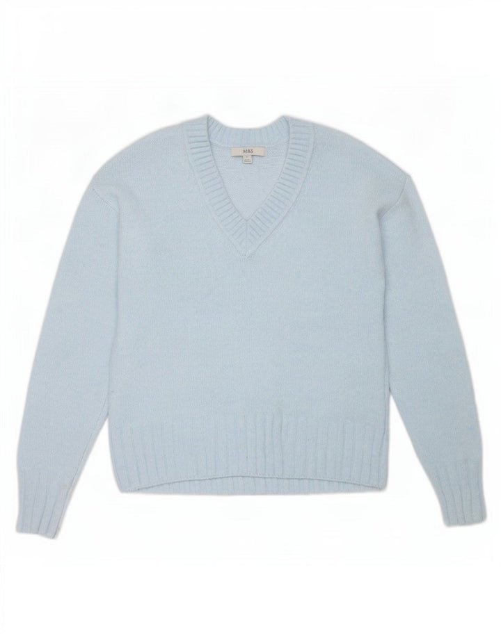 Marks & Spencer Damen-Pullover, übergroß, V-Ausschnitt, Gr. 6, XS, Blau