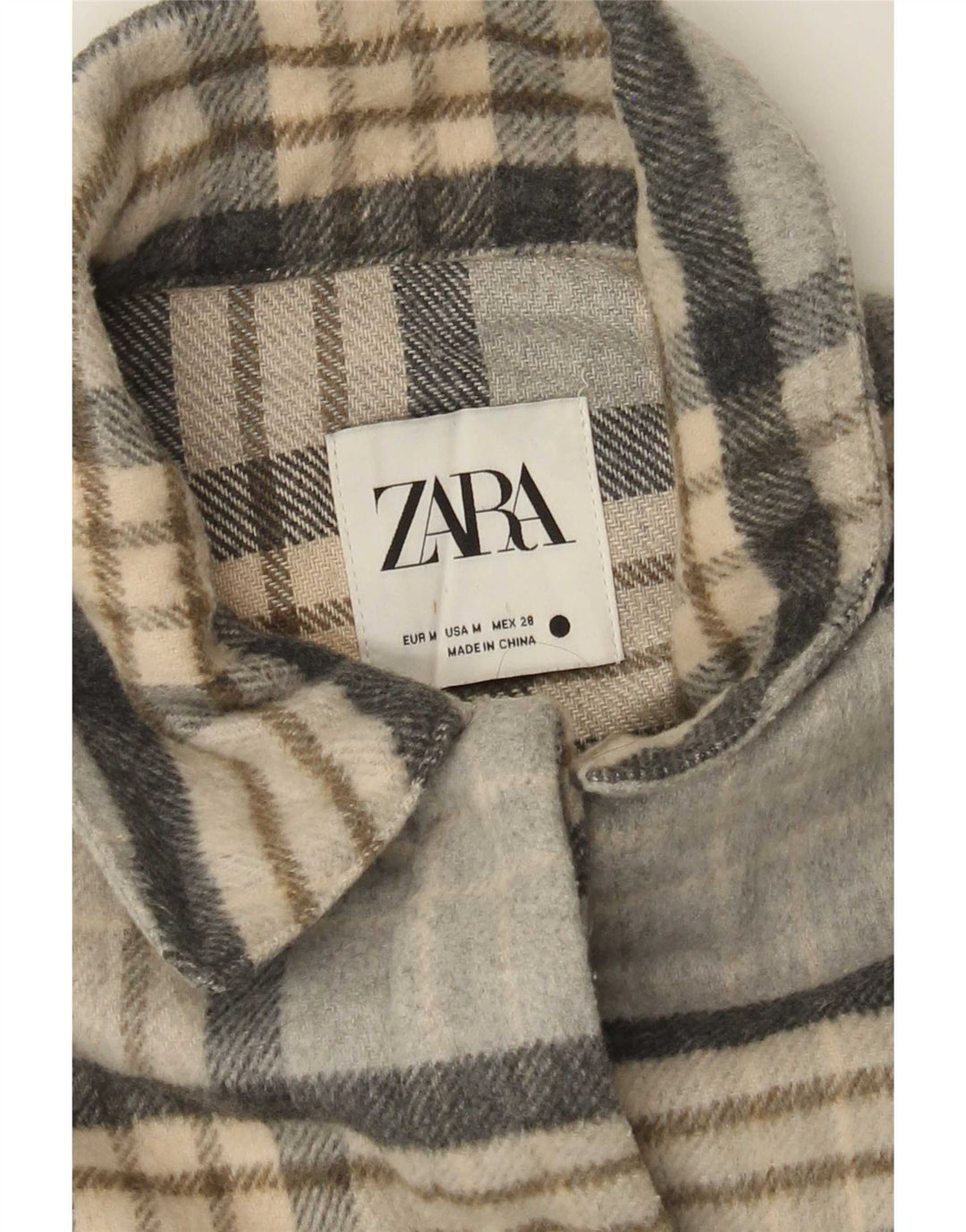 Zara Damen Shacket Jacke UK 14 Mittelgrau kariert