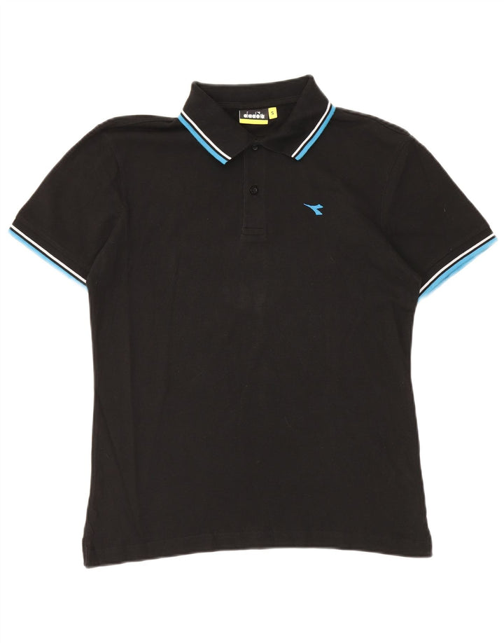 Diadora Herren-Poloshirt, kleine schwarze Baumwolle