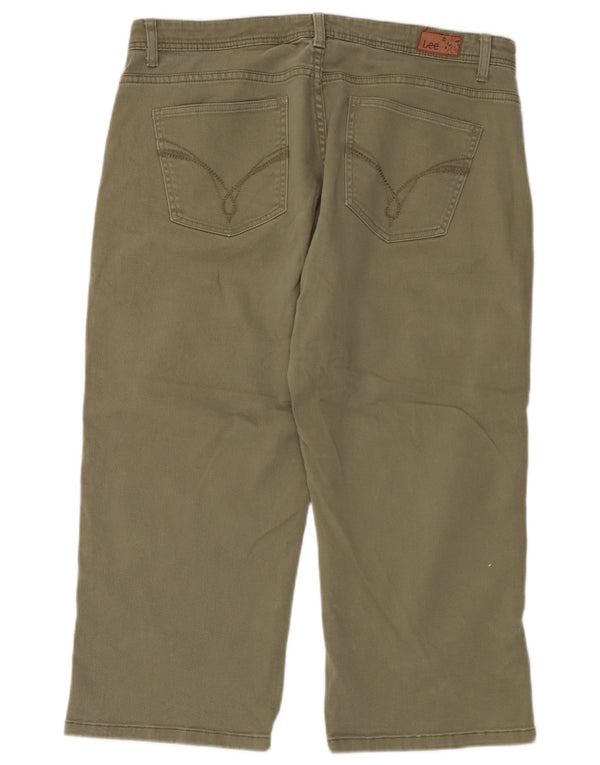 Lee Damen gerade Caprihose US 14 XL W36 L22 Khaki Baumwolle