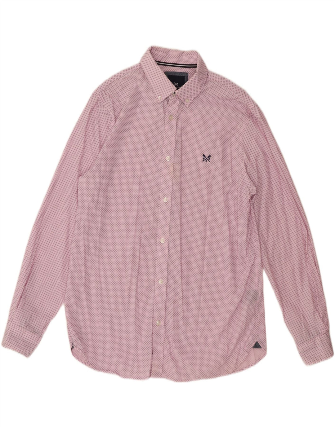 Crew Clothing Herren-Hemd mit klassischer Passform, mittelrosa gepunktete Baumwolle