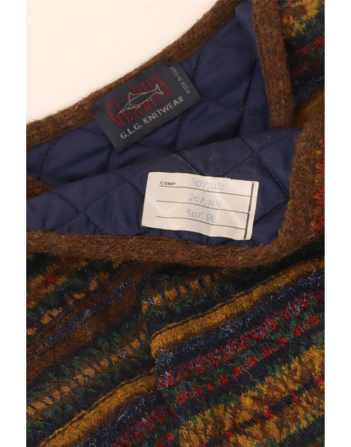 Vintage Herren ärmelloser Cardigan Pullover große mehrfarbig gestreifte Wolle