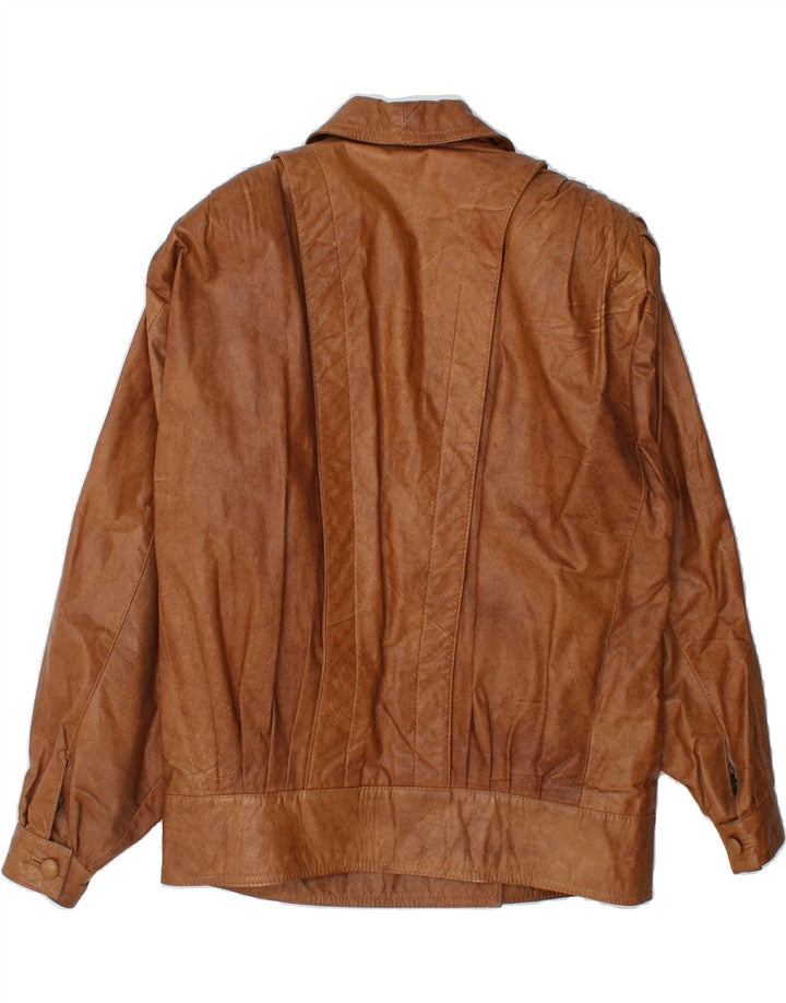 VINTAGE Womens Oversized Leather Jacket UK 10 Small Brown Vintage Vintage and Second-Hand Vintage from Messina Hembry 
