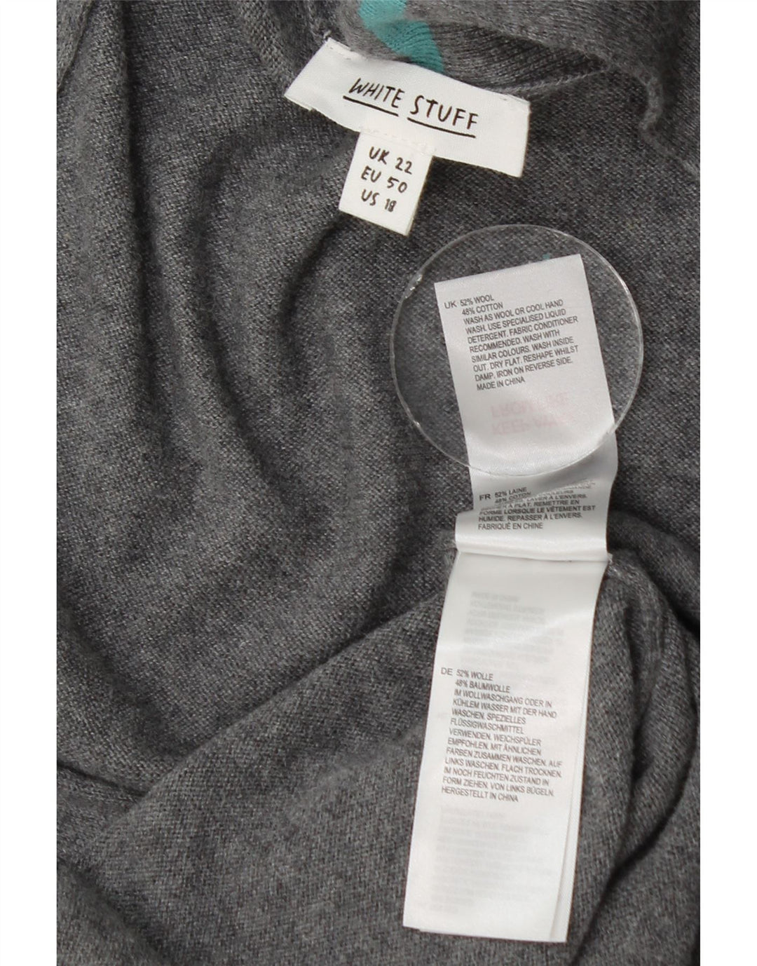 White Stuff Übergroßer Longline-Cardigan für Damen, UK 22 2XL, graue Wolle