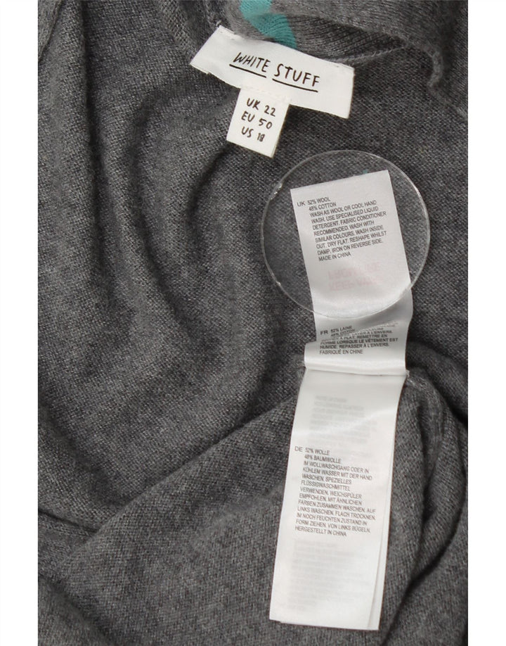 White Stuff Übergroßer Longline-Cardigan für Damen, UK 22 2XL, graue Wolle